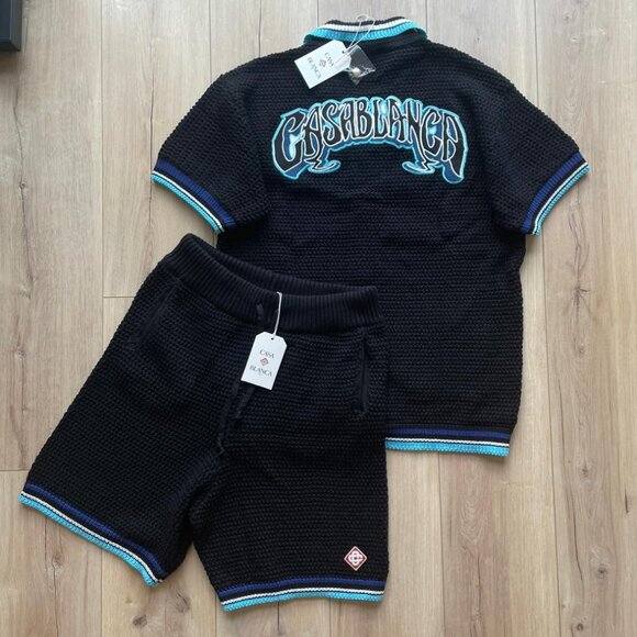 Large Casablanca Men`s Black Shirt And Short Set New - Picture 1 of 13
